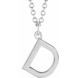 Platinum Initial D Dangle 18" Necklace