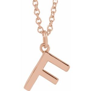 14K Rose Gold Initial F Dangle 18" Necklace