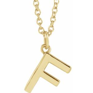 14K Yellow Gold Initial F Dangle 18" Necklace