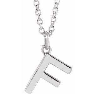 Platinum Initial F Dangle 18" Necklace