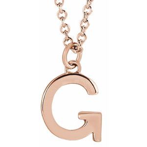 14K Rose Gold Initial G Dangle 18" Necklace