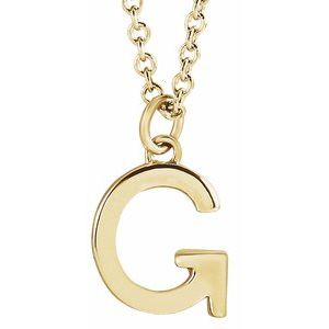 14K Yellow Gold Initial G Dangle 18" Necklace
