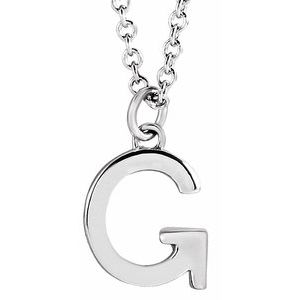 Sterling Silver Initial G Dangle 16" Necklace