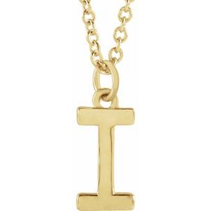 14K Yellow Gold Initial I Dangle 18" Necklace