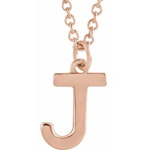 14K Rose Gold Initial J Dangle 18" Necklace