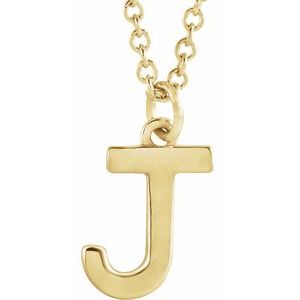 14K Yellow Gold Initial J Dangle 18" Necklace