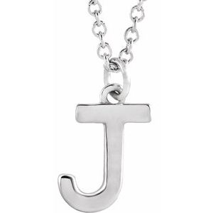14K White Gold Initial J Dangle 16" Necklace