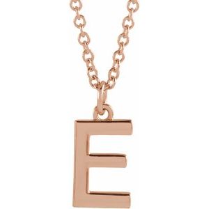 14K Rose Gold Initial E Dangle 18" Necklace