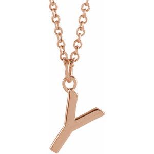 14K Rose Gold Initial Y Dangle 16" Necklace
