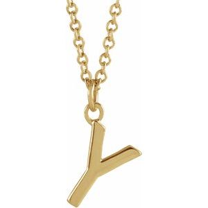 14K Yellow Gold Initial Y Dangle 16" Necklace