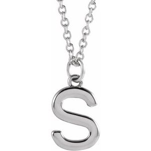 Platinum Initial S Dangle 18" Necklace