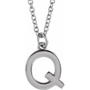 Platinum Initial Q Dangle 16" Necklace