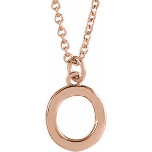 14K Rose Gold Initial O Dangle 16" Necklace