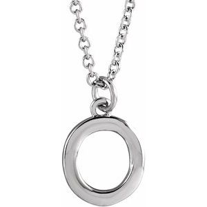 Platinum Initial O Dangle 16" Necklace