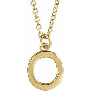 14K Yellow Gold Initial O Dangle 18" Necklace