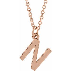 18K Rose Gold-Plated Sterling Silver Initial N  Dangle 16" Necklace