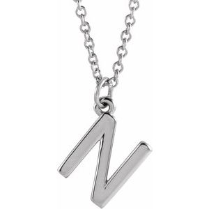 14K White Gold Initial N Dangle 16" Necklace