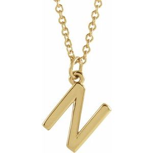 14K Yellow Gold Initial N Dangle 18" Necklace