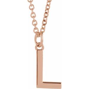 14K Rose Gold Initial L Dangle 18" Necklace