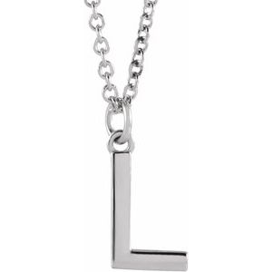 Platinum Initial L Dangle 16" Necklace