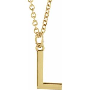 14K Yellow Gold Initial L Dangle 16" Necklace