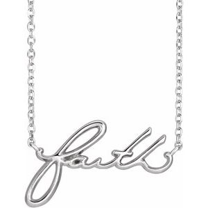 14K White Gold Faith 18" Necklace