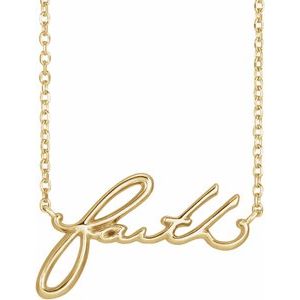 14K Yellow Gold Faith 16" Necklace
