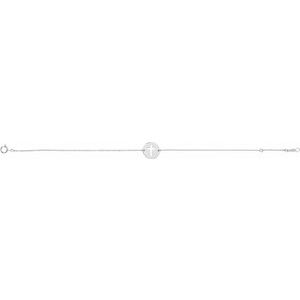 14K White Gold Pierced Cross Disc 7-8" Bracelet