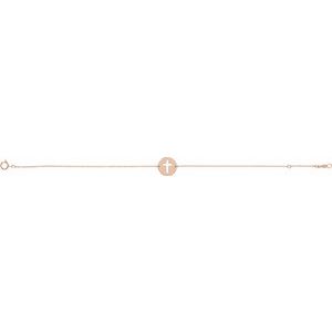 14K Rose Gold Pierced Cross Disc 7-8" Bracelet