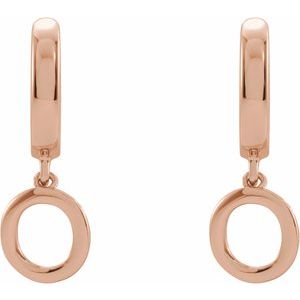 14K Rose Gold Initial O Hinged Huggie Earring