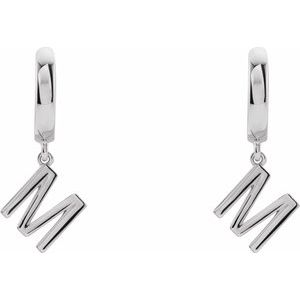 Platinum Initial M Hinged Huggie Earring