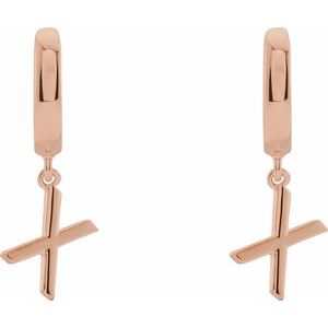 14K Rose Gold Initial X Hinged Huggie Earring