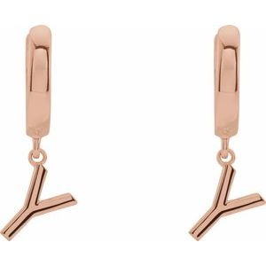 14K Rose Gold Initial Y Hinged Huggie Earring