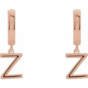 14K Rose Gold Initial Z Hinged Huggie Earring