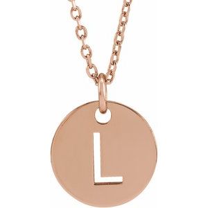 14K Rose Gold Initial L 16-18" Necklace