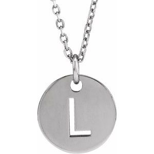14K White Gold Initial L 16-18" Necklace