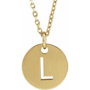 14K Yellow Gold Initial L 16-18" Necklace