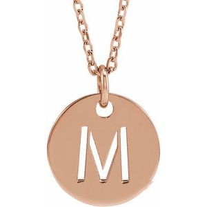 14K Rose Gold Initial M 16-18" Necklace