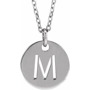 14K White Gold Initial M 16-18" Necklace