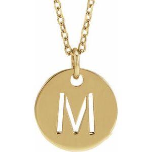 14K Yellow Gold Initial M 16-18" Necklace