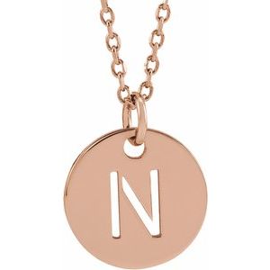 14K Rose Gold Initial N 16-18" Necklace