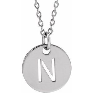 Sterling Silver Initial N 16-18" Necklace