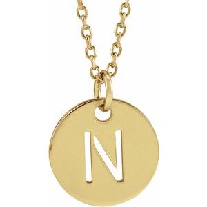 14K Yellow Gold Initial N 16-18" Necklace