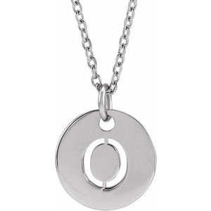 14K White Gold Initial O 16-18" Necklace