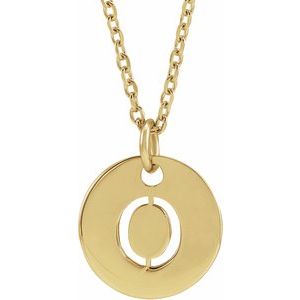 14K Yellow Gold Initial O 16-18" Necklace