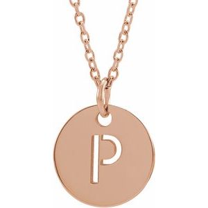 14K Rose Gold Initial P 16-18" Necklace