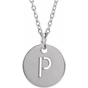 14K White Gold Initial P 16-18" Necklace