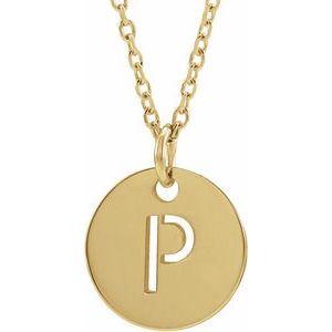 14K Yellow Gold Initial P 16-18" Necklace