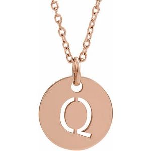 14K Rose Gold Initial Q 16-18" Necklace