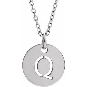 Sterling Silver Initial Q 16-18" Necklace